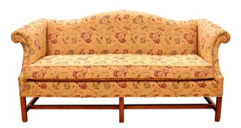 Mustard Paisley Floral  Chippendale Camelback Bench Cushioned Sofa