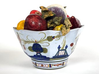 An Italian Export Glazed Earthenware Fruit Bowl For Tiffany & Co, And Papier Mache Vegetables