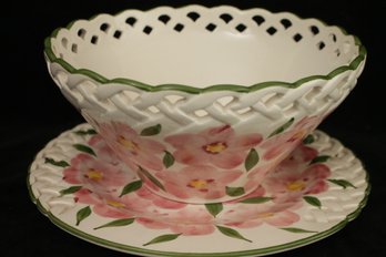Set Of Hand Painting CASAFINA Floral Serving Bowl & Platter