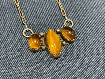 Sterling Silver And Tigers Eye Necklace