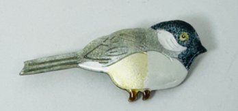 SWEET VINTAGE ENAMELED BIRD BROOCH