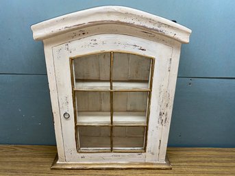 Wonderful Vintage Distressed Paint Display Case With Door. Free Standing Or Wall Hung.