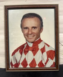 Photo Of Carl Gambardella - Horse Racing Jockey-  In A Wooden Frame       LP/WA-B