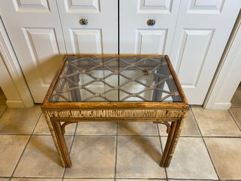 Rattan With Glass Top Table