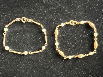 Pair Of 12k GF Vintage Faux Pearl Bracelets