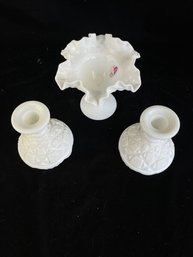 Milk Glass Candle Holders