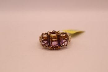 Anahi Ametrine And Cambodian Zircon Ring Set In Vermeil YG Over 925 Sterl. Size 10 Signed 'STS' Chuck Clemency