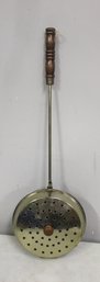 Vintage Brass Bed Warmer Pan Long Wooden Handle