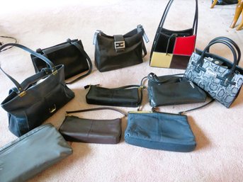 Collection Of Vintage Black, Brown And Gray Purses