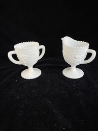 Milk Glass Creamer And Sugar Set