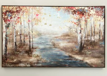 A Large Modern Canvas Print - A Country Stream In Autumn
