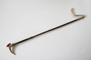 Antique Leather Wrapped Riding Crop With Bone Handle