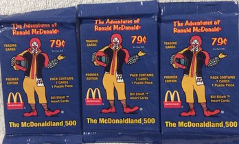 (3) 1996 The McDonaldland 500 Racing Trading Card Sealed Packs - L