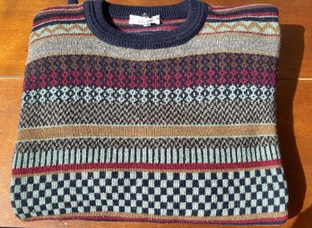 Men's Bally Super Geelong Wool, Multi Striped Sweater- Size 40