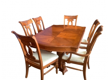 Double Pedestal Dining Table And Chair Set