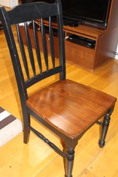 Straight Back Black And Wood Side Chair