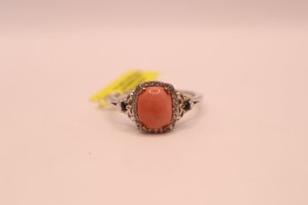 Oregon Peach Opal, Multi Gemstone Ring Set In Platinum Over 925 Sterling Size 11 Signed 'STS' Chuck Clemency