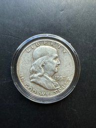 1957-d Benjamin Franklin Silver Half Dollar