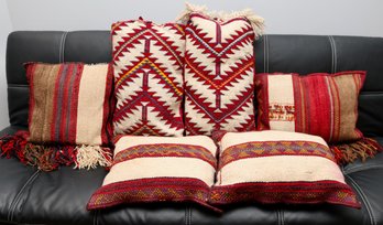 Set Of 6 Kilim Flatweave Pillows