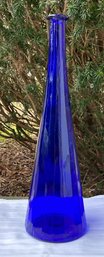 VTG Tall  MCM 19' Paneled Blue Cobalt Bottle/Decanter Hand Blown Art Piece No Issues