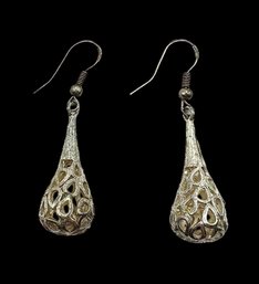 Vintage Sterling Silver Teardrop Art Deco Dangle Earrings