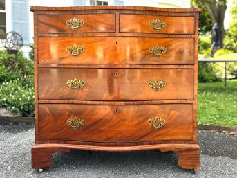 A Mid 19th Century English Burl Veneer Serpentine Front Chest Of Drawers - Gorgeous Inlay Work