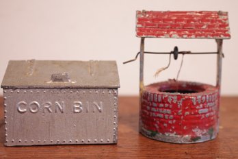 Rare Group Of 2 Antique CAst Metal Miniature Pieces