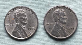 Lot Of 2 U.S. Wartime Steel Pennies - 1943 Penny & 1943-D Penny