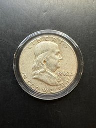 1958 Benjamin Franklin Silver Half Dollar