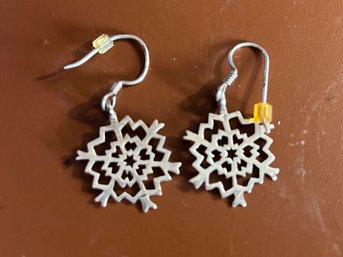 Sterling Silver Atomic Snowflake Earrings