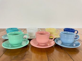 Set Of Fiesta Ware Teacups With Saucers