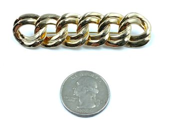 Goldtone Chain Double Link Bar Brooch