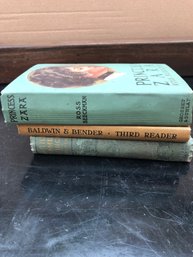 3 Antique Books - Princess Zara/third Reader & The Little Lame Prince
