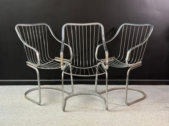 Vintage Mid-Century Chrome Wire Cantilever Chairs