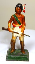 Vintage Lead Figure Of American Indian With Rifle