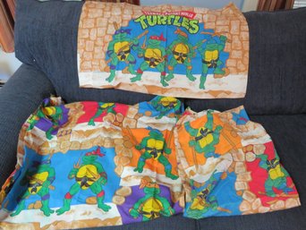 1988 Mirage Twin Set Of Teenage Ninja Turtle Sheets & Pillow Case