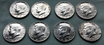 Lot Of 8 U.S. Half Dollar Coins 1971, 1972, 1973, 1974, 1976, 1977, 1982, 1988