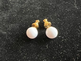 Monet White Bead Stud Earrings