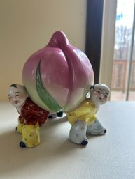 Chinese Peach Of Longevity Porcelain Figurine