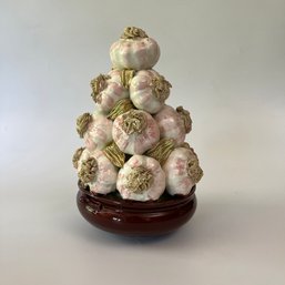 A Spanish Ceramic Garlic Table Top Decor - Majolica Style