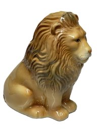 Vintage 1992 Hand Painted Clay Art 6' Ceramic Lion Bank