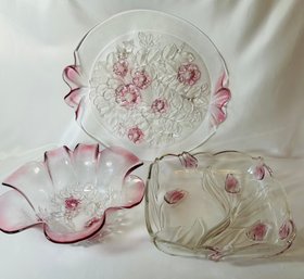 Lot Of 2 Mikasa Rosella And 1 Divided Tulip Serving Pieces