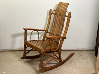 A Vintage Amish-Style Slat Rocker In Oak