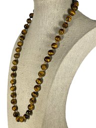 Fine Quality Genuine Tiger's Eye Knotted Beaded Necklace 20'