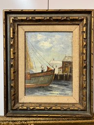 L. Raymond 'Wolsey Original' Oil Painting Of A Port Scene