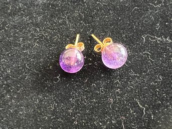 Amethyst & 14k Gold Stud Earrings