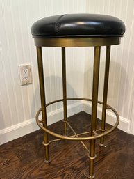 Black Leather Brass Counter Stool