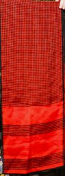 Very Fine Designer Silk Scarf Red/dark Pink And Black 52' Long