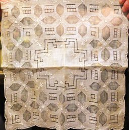 Very Fine Antique Lace Linen Handkerchief