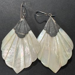 Sterling Silver Mother Of Pearl Earrings 11 Grams Including Stones